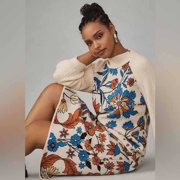 By Anthropologie Mock-Neck Column Midi Dress - Picture 4 of 13